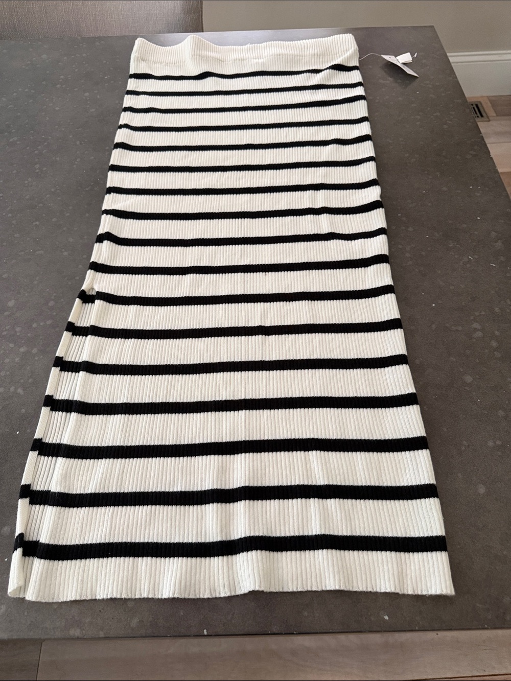 Olive & Oak Black and White Striped Maxi Skirt